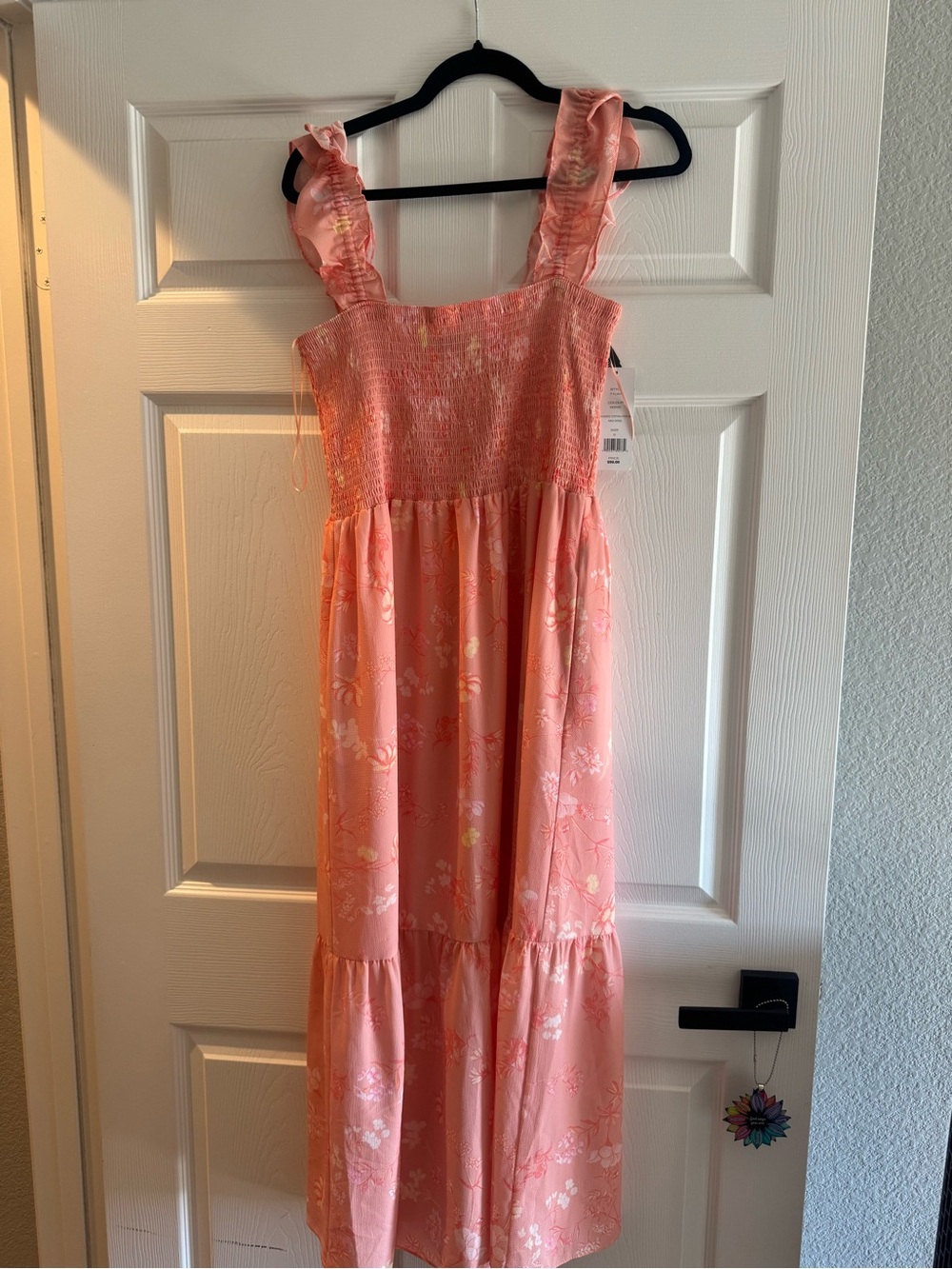 NWT French Connection Pink Floral Ruffled Strap Midi Dress